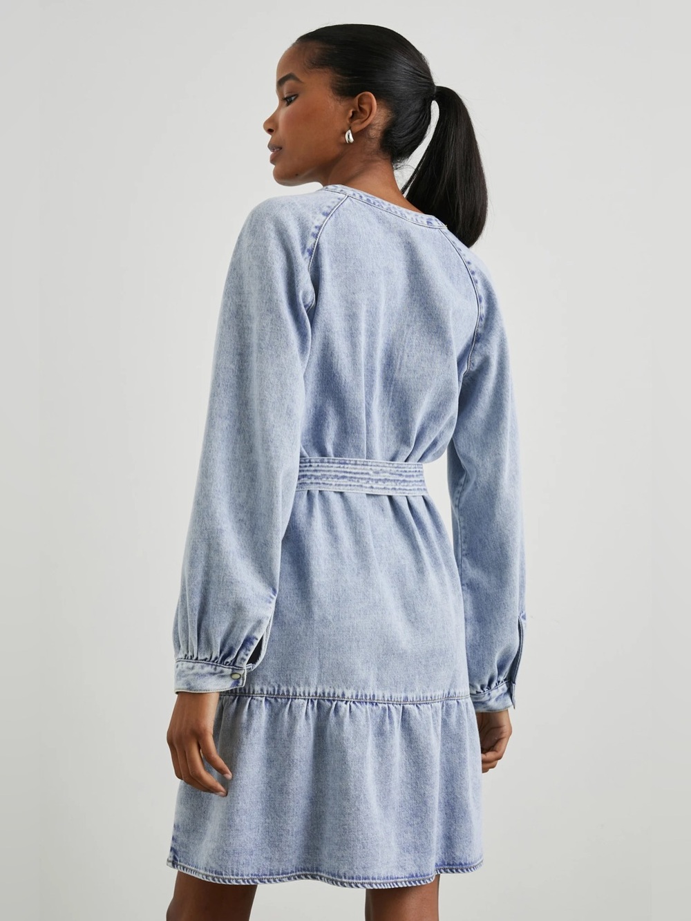 Rails Lila Chambray Denim Tiered Flounce Dress | Faded Indigo - Picture 6 of 16
